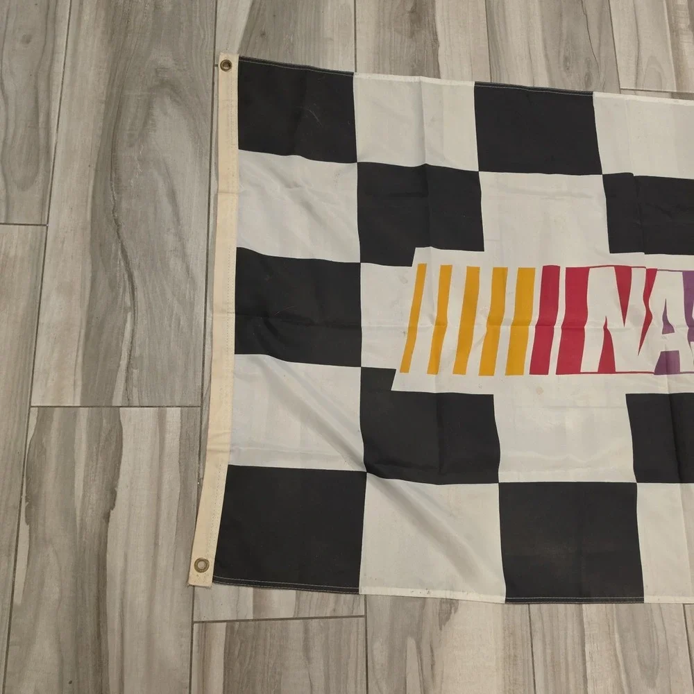 NASCAR Checkered Flag Banner Racing Flag Black White Wall Decor 3x5 Polyester
